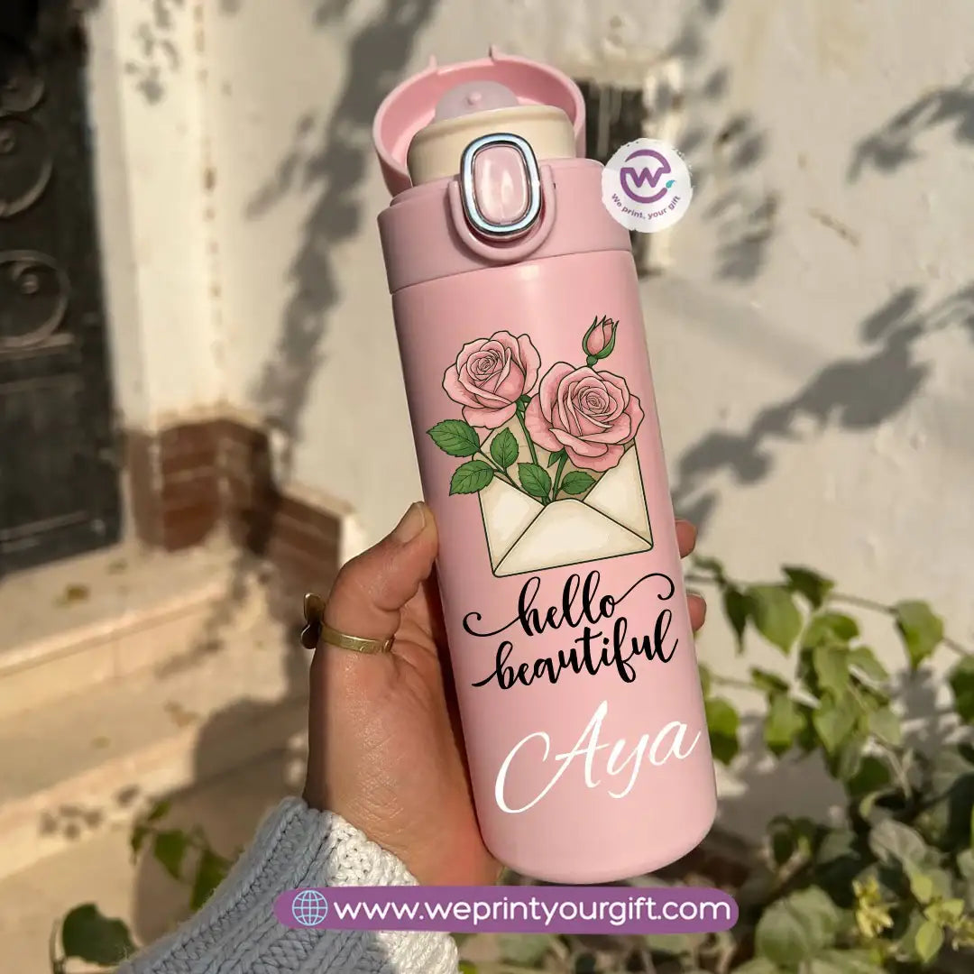 Stainless Steel Thermal Mug with Digital Temperature Display – 420ml - Motivational Floral Designs - WE PRINT