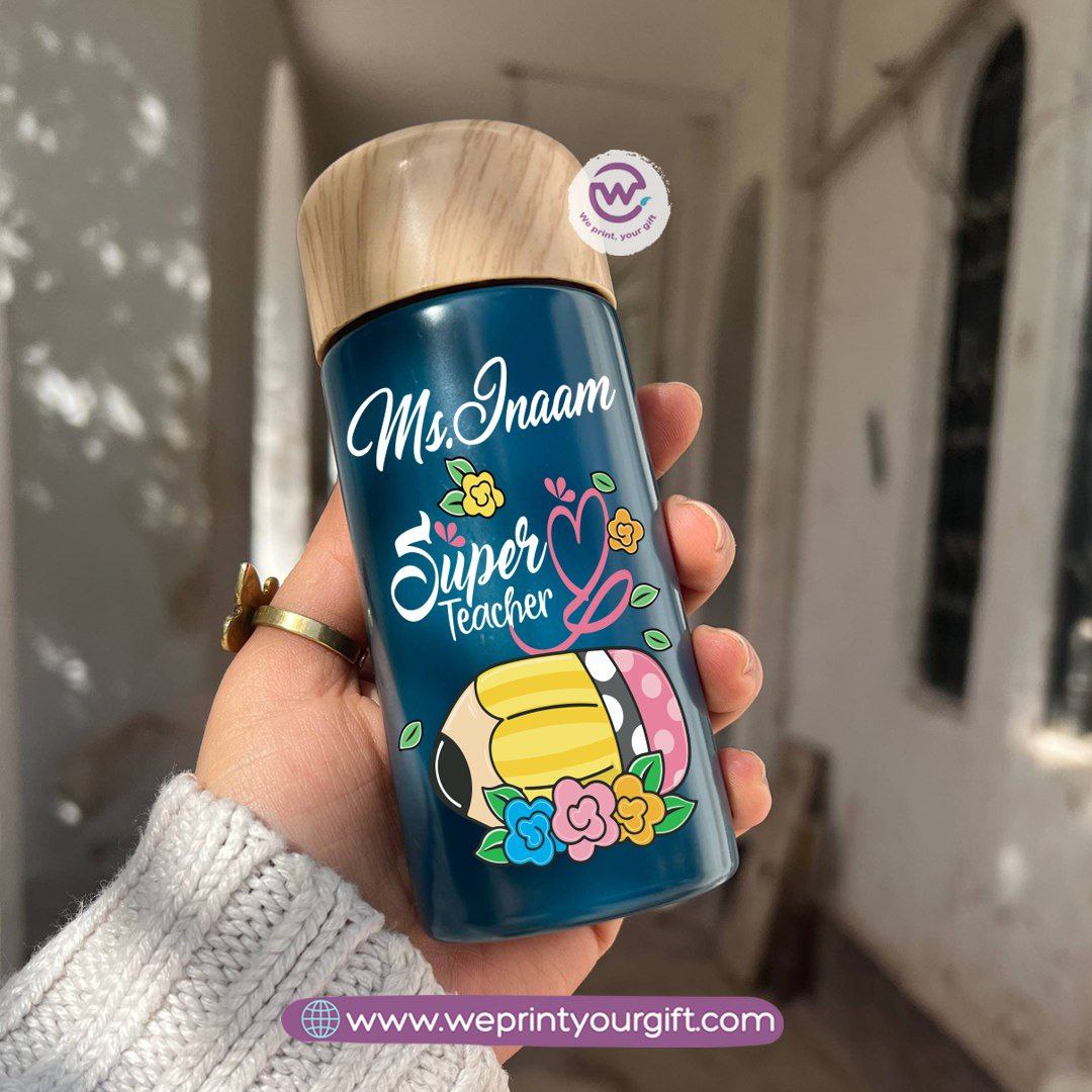 Mini Thermal Coffee Mug – (150ml & 250ml) | Wooden Lid - Teacher Appreciation Edition