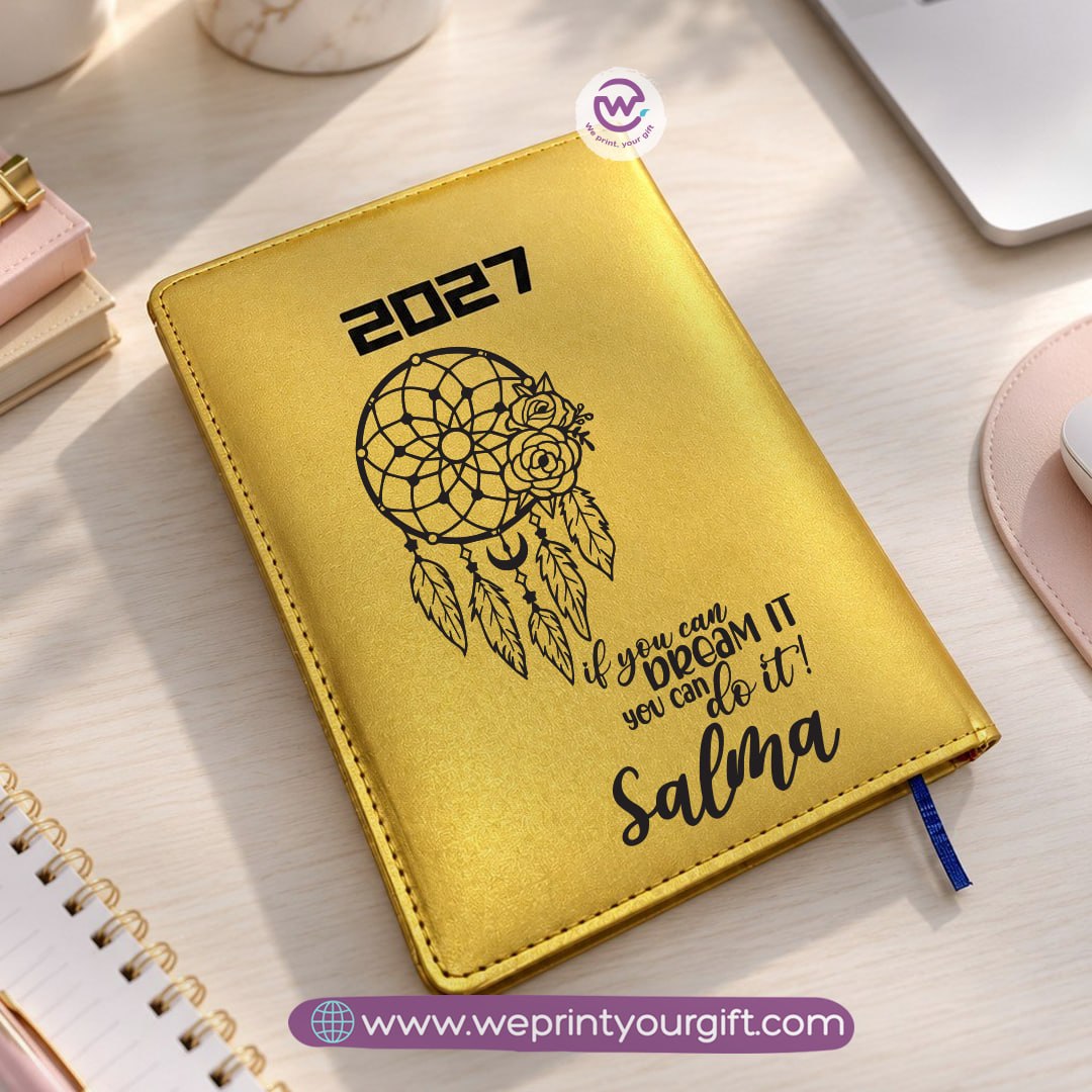 مخطط يومي 2027 باقتباسات مشجعة وفن الخط الواحد – أجندة مخصصة بتصاميم فنية بسيطة