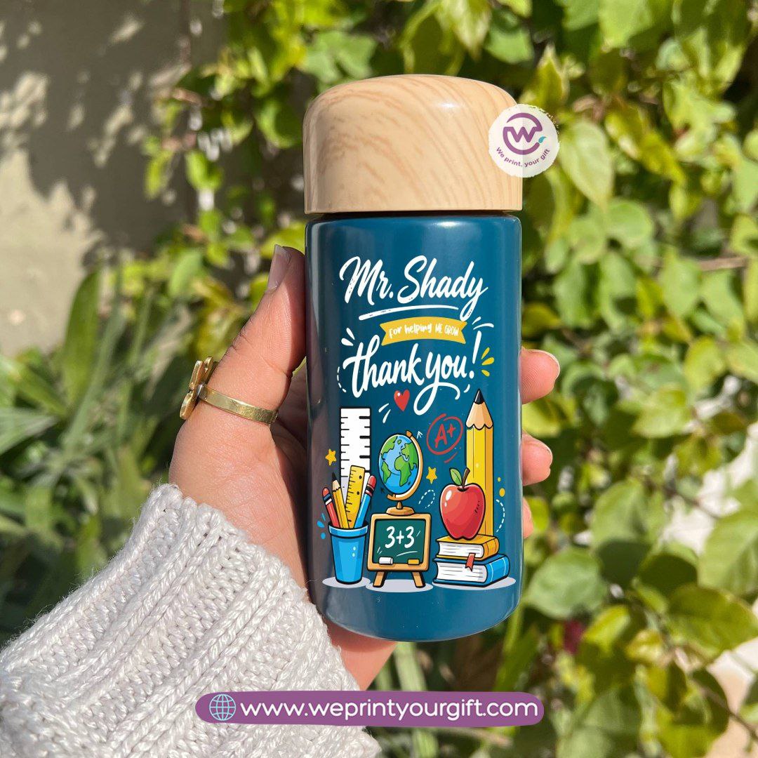 Mini Thermal Coffee Mug – (150ml & 250ml) | Wooden Lid - Teacher Appreciation Edition