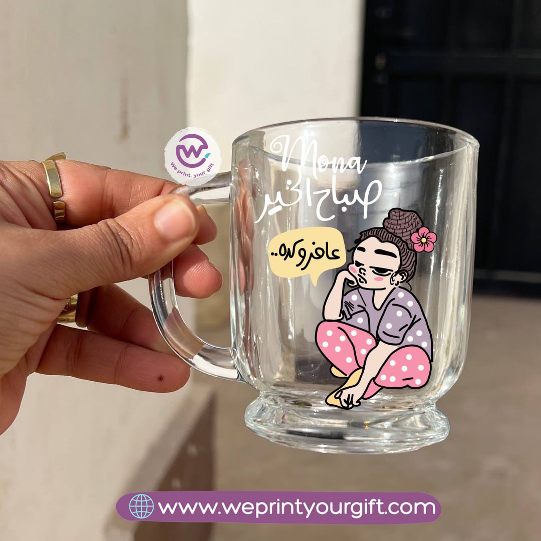 Clear Glass Espresso Coffee Cup – 250 ml | Work-Themed Comic Designs