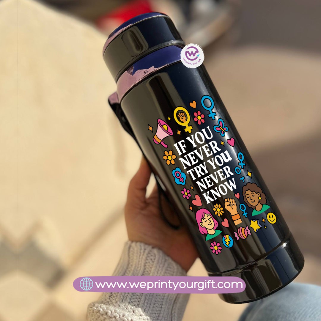 Thermal Bottle Stainless Steel with Infuser – 800ml | Motivational Doodle Design