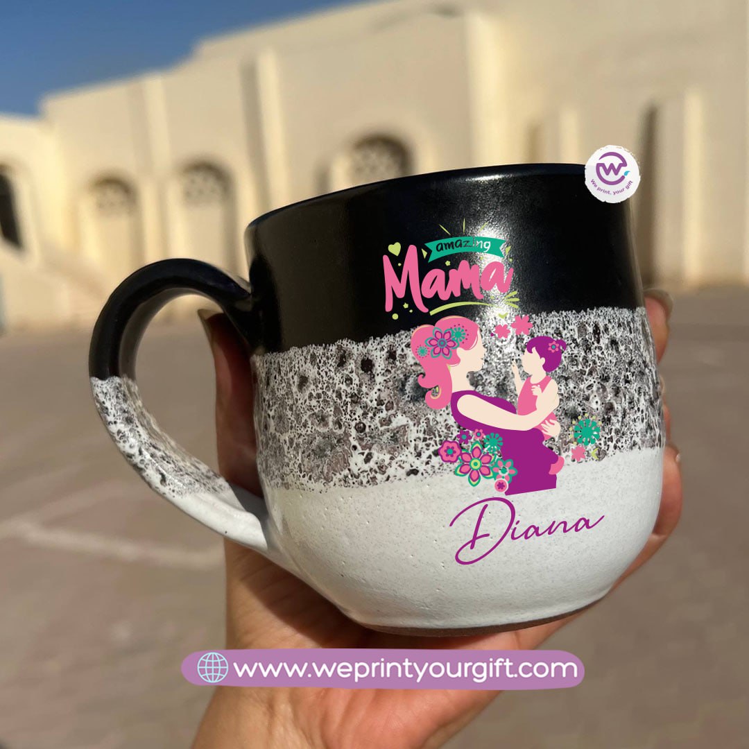 Black & White Handmade Pottery Mug – 350 ml | Mother’s Day Designs