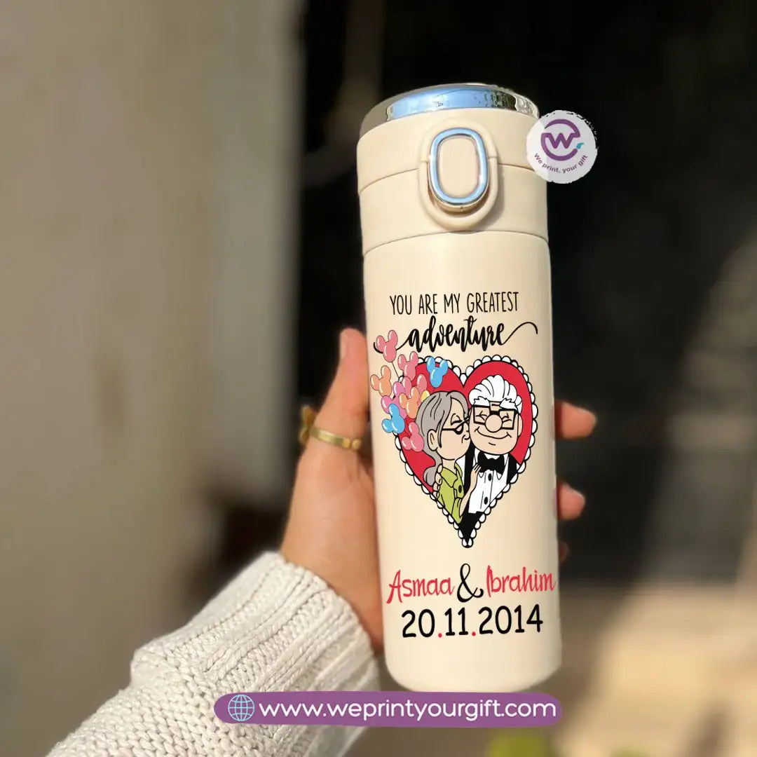 Stainless Steel Thermal Mug with Digital Temperature Display – 420ml- Valentine Cartoon Movie–Inspired Designs - WE PRINT