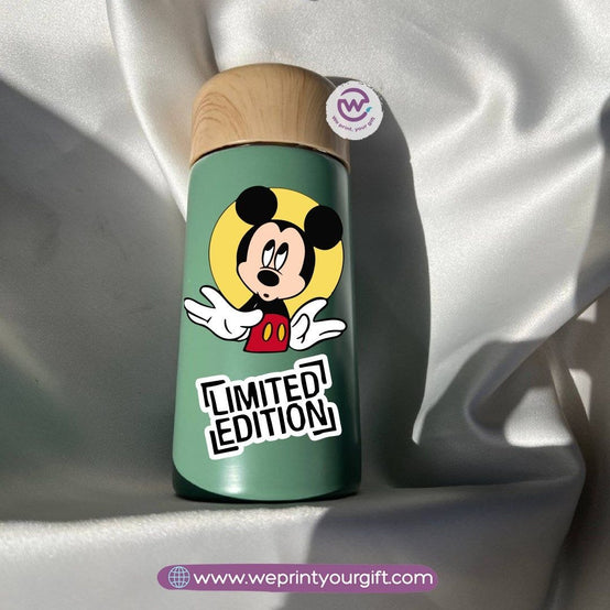 Mini Thermal Coffee Mug – (150ml & 250ml) | Wooden Lid - Mickey & Minnie Style Designs