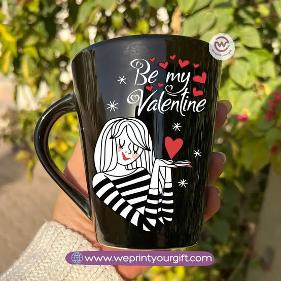 Black Conical Porcelain Mug – 350 ml | UV Raised Sticker Printing - customization options - WE PRINT