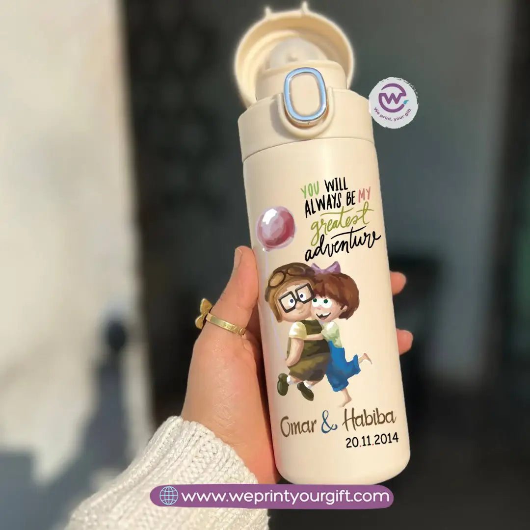 Stainless Steel Thermal Mug with Digital Temperature Display – 420ml- Valentine Cartoon Movie–Inspired Designs - WE PRINT