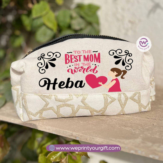 Islamic Pattern Mother’s Day Boxy Pouch – Cotton Makeup & Pencil Case