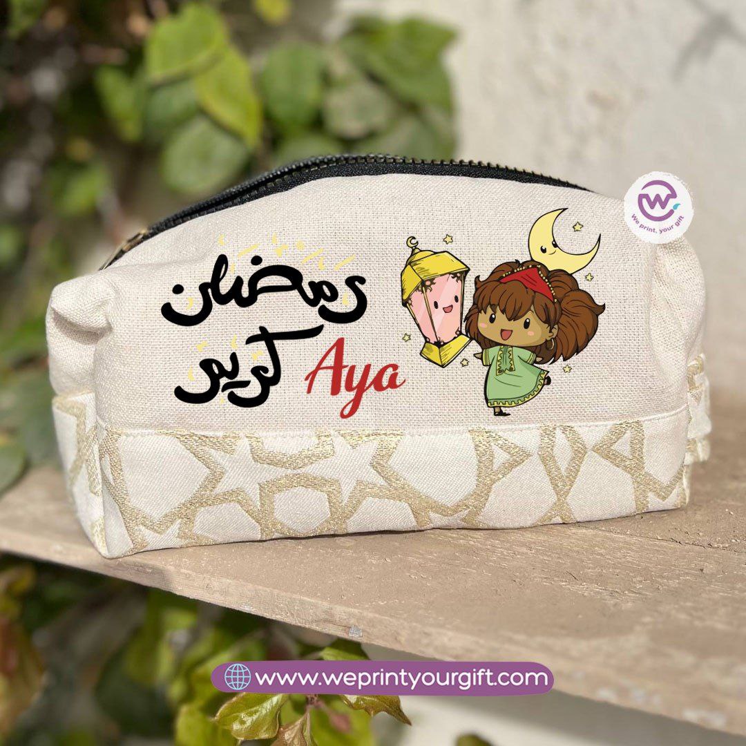 Islamic Pattern Ramadan Boxy Pouch – Cotton Makeup & Pencil Case