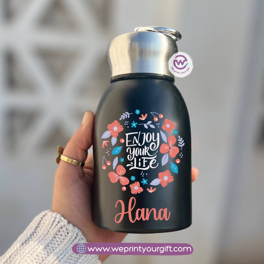 Mini Thermal Coffee Mug – 300ml | 304 Stainless Steel | Floral Motivational Designs