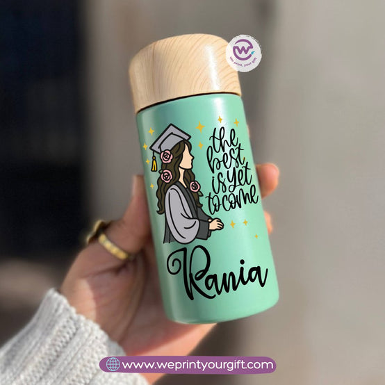 Mini Thermal Coffee Mug – (150ml & 250ml) | Wooden Lid - Graduation Digital Art Edition