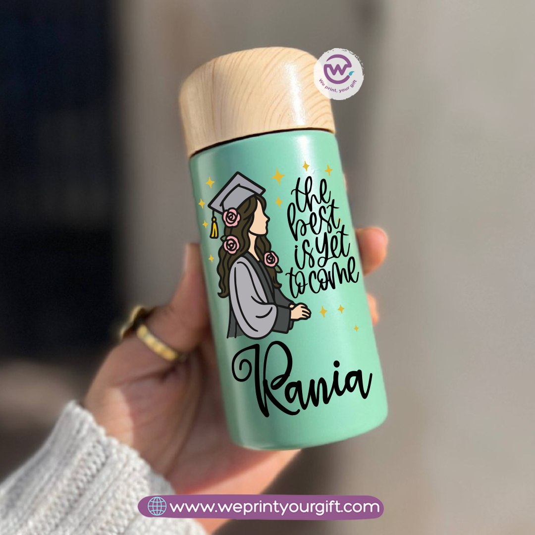 Mini Thermal Coffee Mug – (150ml & 250ml) | Wooden Lid - Graduation Digital Art Edition