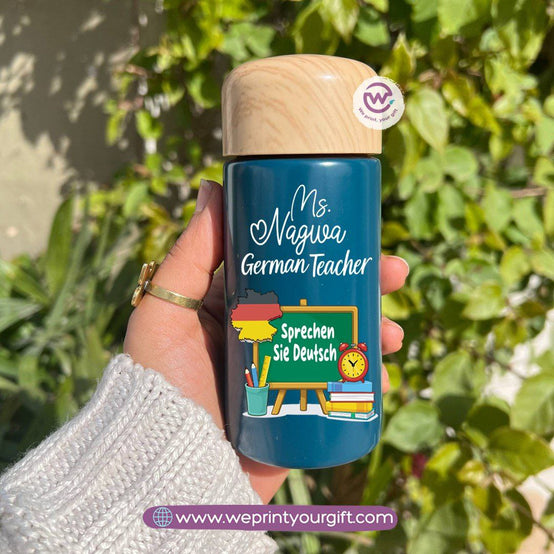 Mini Thermal Coffee Mug – (150ml & 250ml) | Wooden Lid - Teacher Appreciation Edition