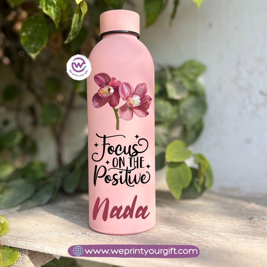 Floral Motivational Thermal Bottle – Stainless Steel | 500 ml
