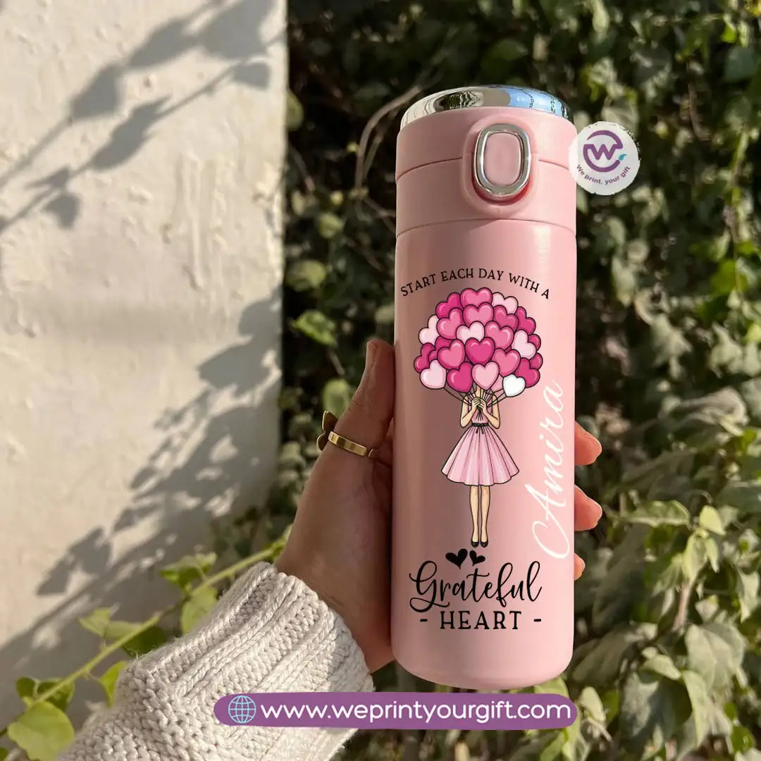 Stainless Steel Thermal Mug with Digital Temperature Display – 420ml - Motivational Floral Designs - WE PRINT