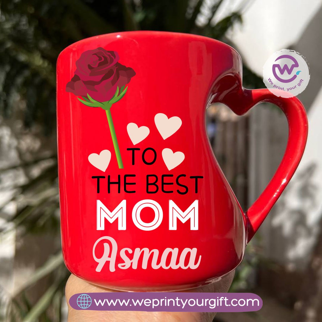 Hollow Heart Handle Mug – 350 ml | Mother’s Day Designs | UV Raised Sticker Printing