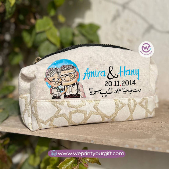 Islamic Pattern Valentine Cartoon UP Boxy Pouch – Cotton Makeup & Pencil Case