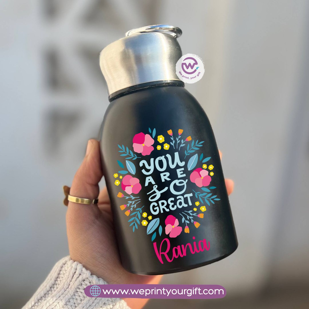 Mini Thermal Coffee Mug – 300ml | 304 Stainless Steel | Floral Motivational Designs