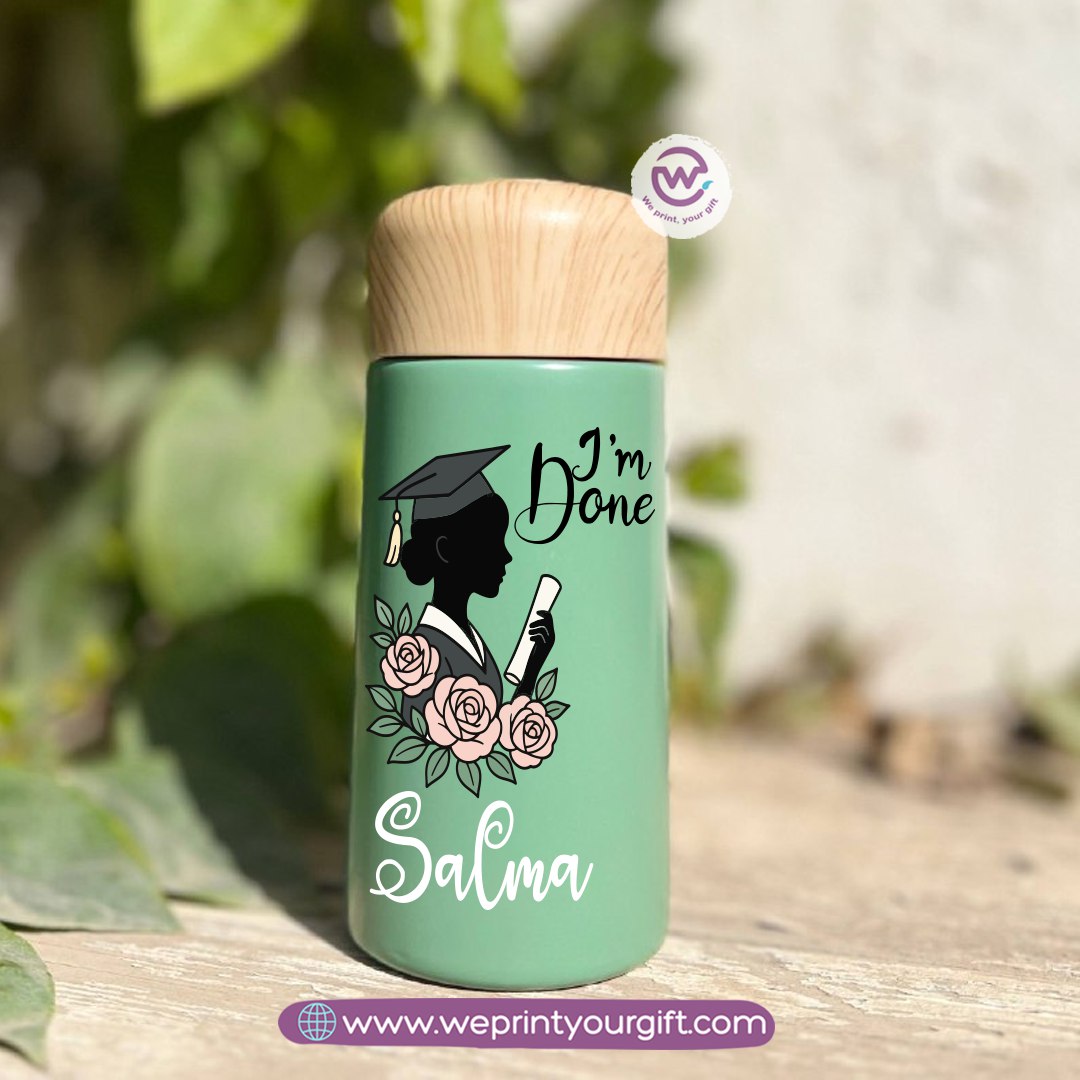 Mini Thermal Coffee Mug – (150ml & 250ml) | Wooden Lid - Graduation Digital Art Edition