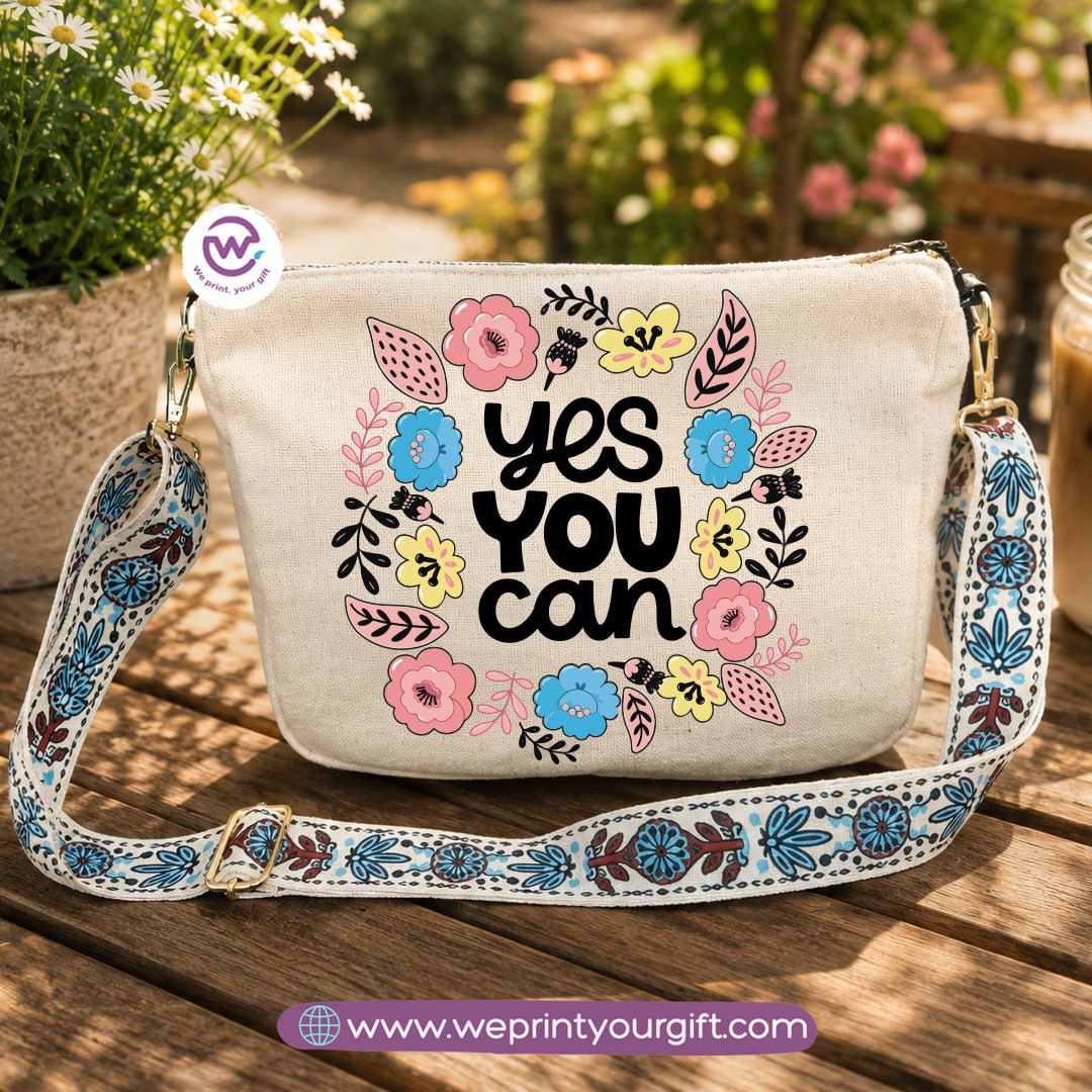Encouraging Quote Shoulder Bags with Colorful Straps