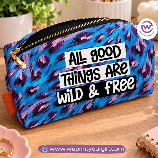 Custom Full-Color Canvas boxy Makeup Pouch  - Buy 2 Get 1 Free
