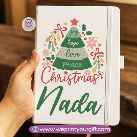 Personalized Hard Cover Rubber Notebook – Winter & Christmas Designs