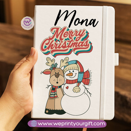 Personalized Hard Cover Rubber Notebook – Winter & Christmas Designs