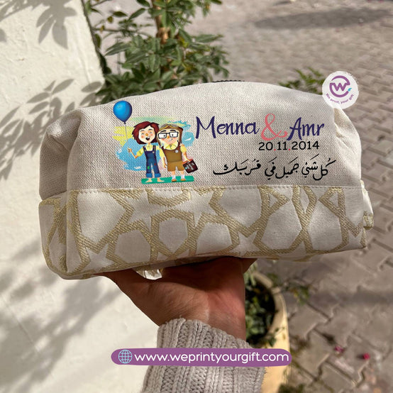 Islamic Pattern Valentine Cartoon UP Boxy Pouch – Cotton Makeup & Pencil Case