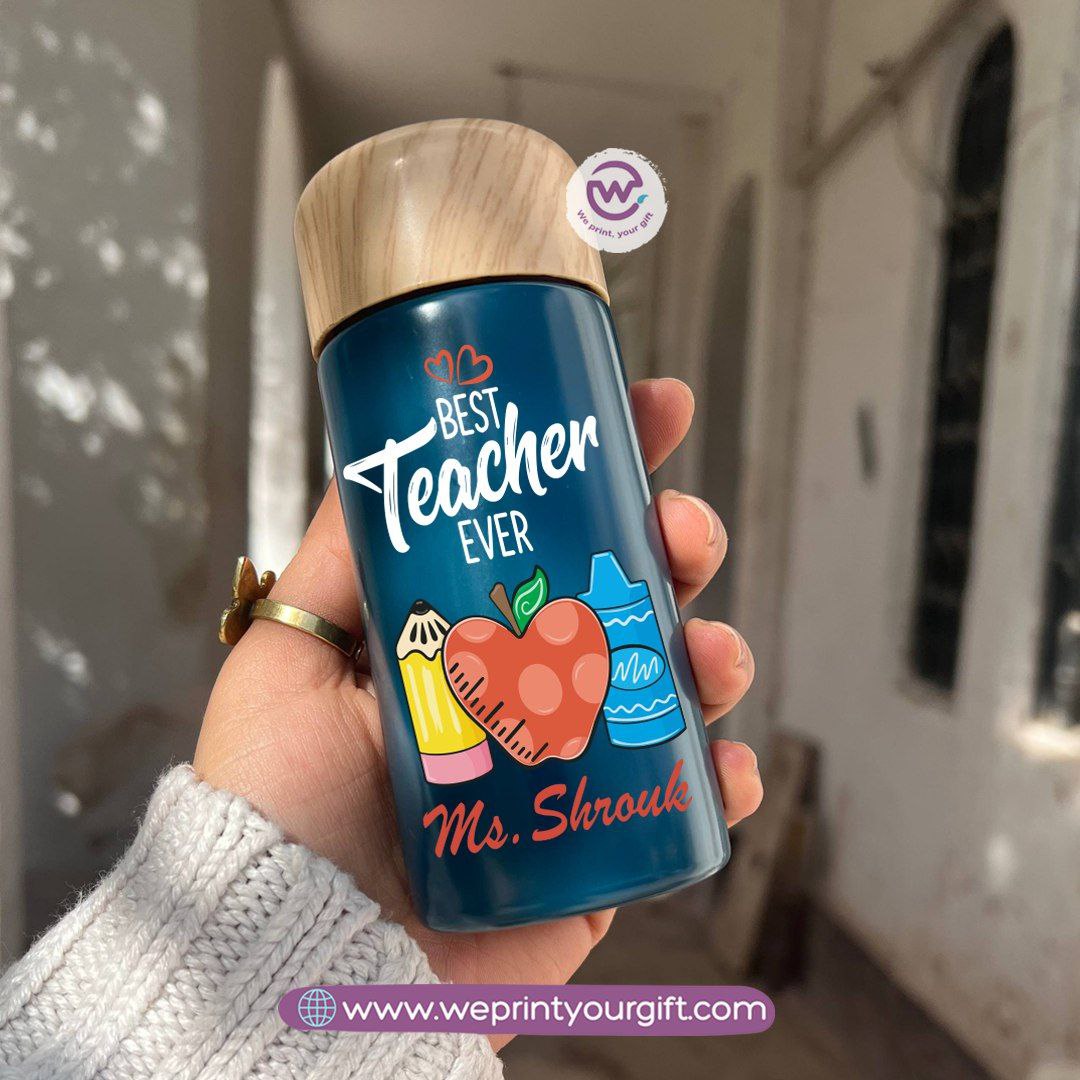 Mini Thermal Coffee Mug – (150ml & 250ml) | Wooden Lid - Teacher Appreciation Edition