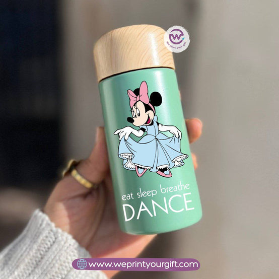 Mini Thermal Coffee Mug – (150ml & 250ml) | Wooden Lid - Mickey & Minnie Style Designs