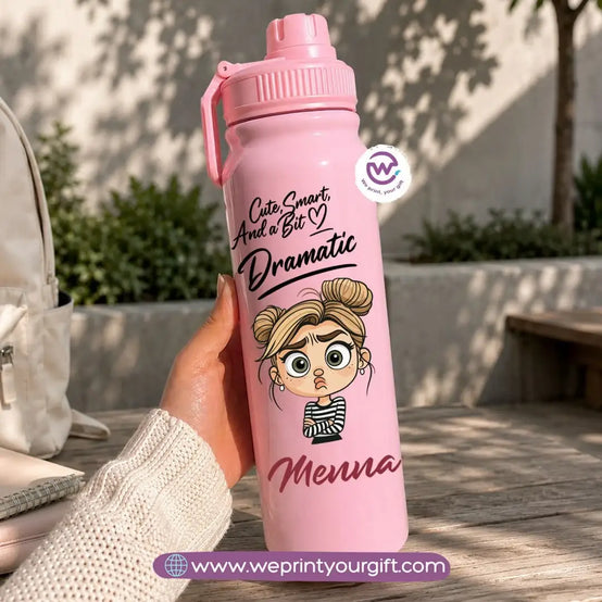 زجاجة مياه رياضية حرارية بتصاميم فتيات جميلة – سعة 800 مل و 1000 مل