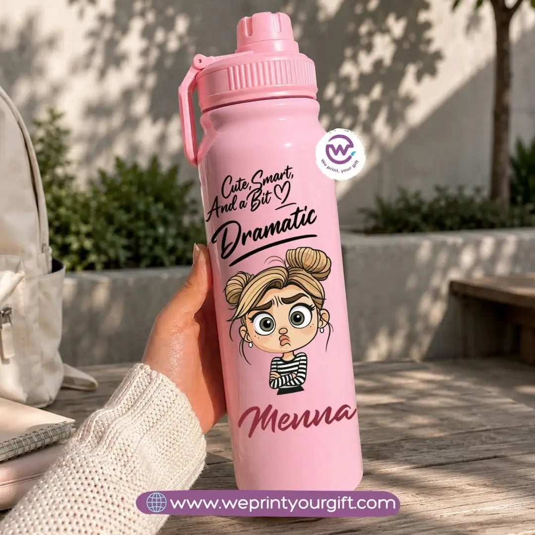 زجاجة مياه رياضية حرارية بتصاميم فتيات جميلة – سعة 800 مل و 1000 مل