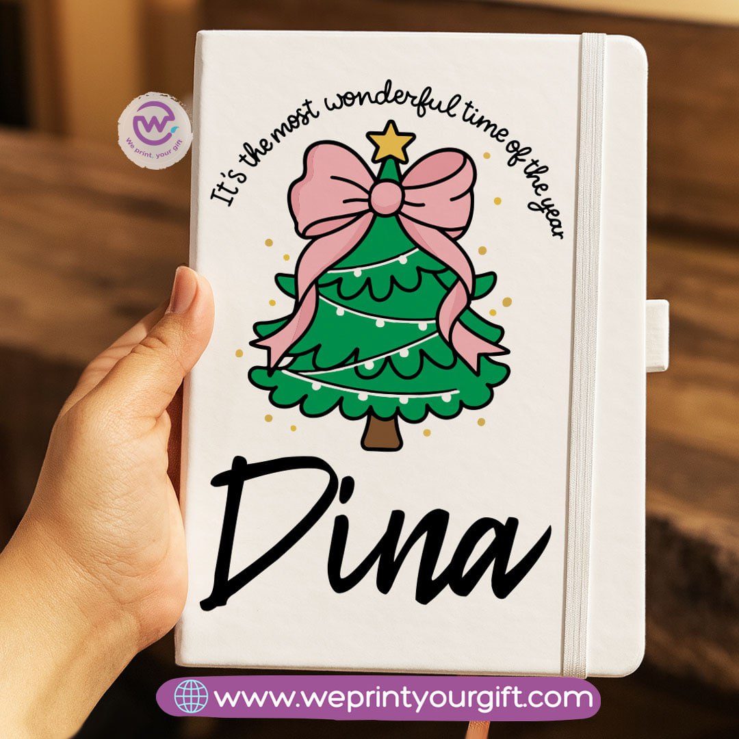 Personalized Hard Cover Rubber Notebook – Winter & Christmas Designs