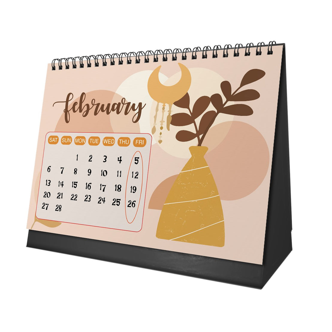 Boho 2027 Desk Calendar – Earthy Tones & Artistic Details