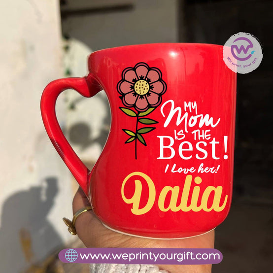 Hollow Heart Handle Mug – 350 ml | Mother’s Day Designs | UV Raised Sticker Printing