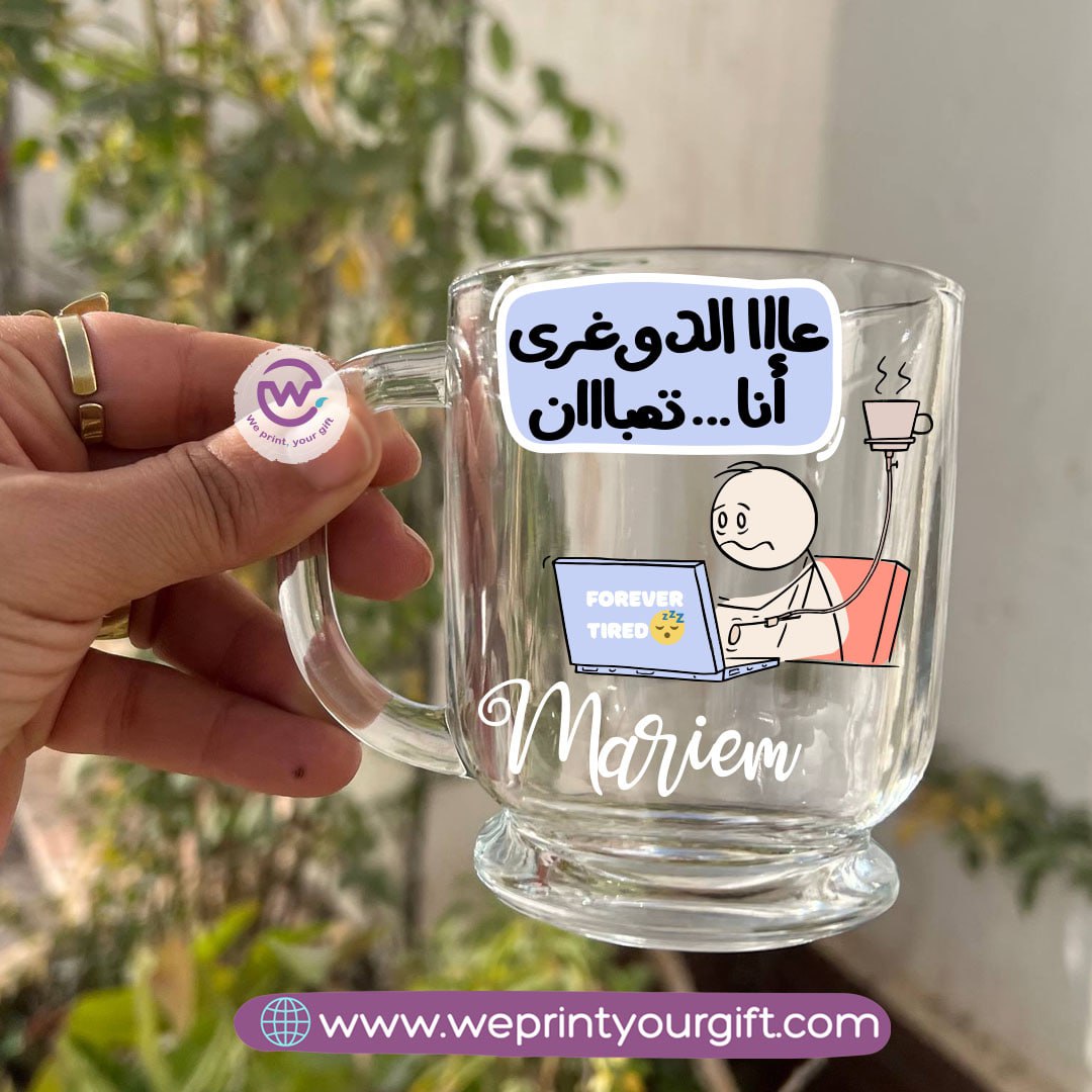 Clear Glass Espresso Coffee Cup – 250 ml | Work-Themed Comic Designs