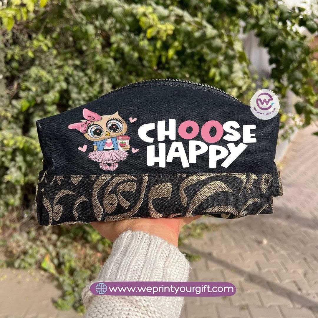 Islamic Pattern Cute Owl Boxy Pouch – Cotton Makeup & Pencil Case