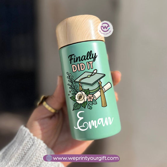 Mini Thermal Coffee Mug – (150ml & 250ml) | Wooden Lid - Graduation Digital Art Edition