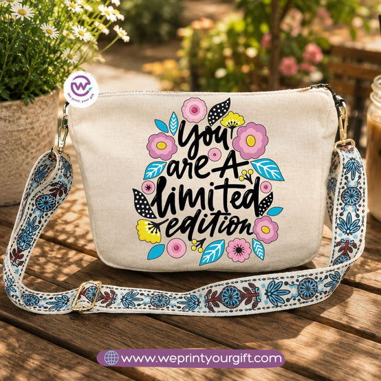 Encouraging Quote Shoulder Bags with Colorful Straps