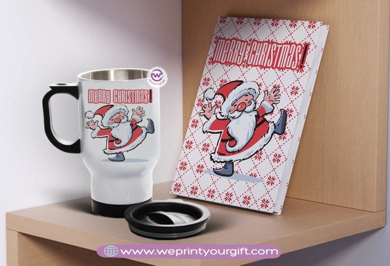 مجموعة دفاتر ملاحظات وأكواب سفر لعيد الميلاد - هدية شخصية مميزة | نطبع هديتك