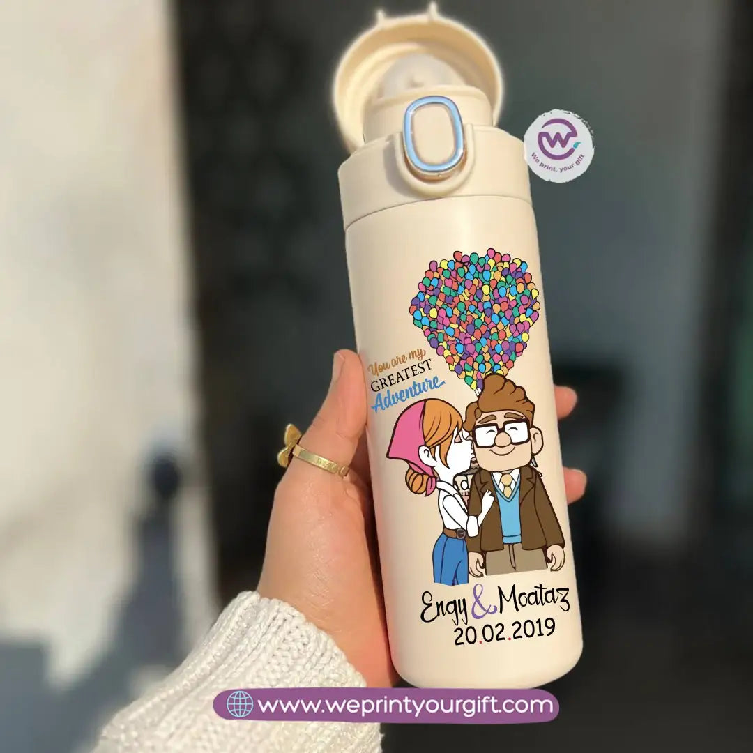 Stainless Steel Thermal Mug with Digital Temperature Display – 420ml- Valentine Cartoon Movie–Inspired Designs - WE PRINT