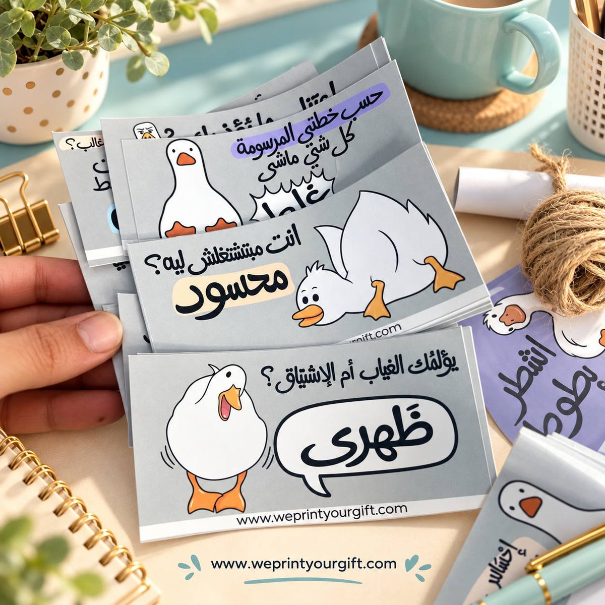 Office Duck Diaries Gift Jar – 50 Funny Arabic Cards & Accessories