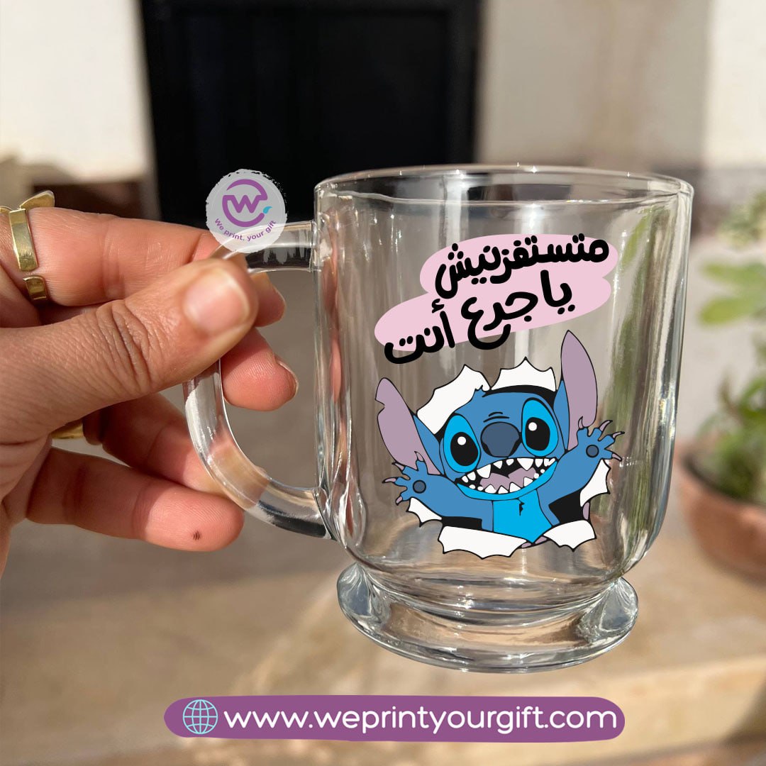Clear Glass Espresso Coffee Cup – 250 ml | Funny Stitch-Inspired Designs