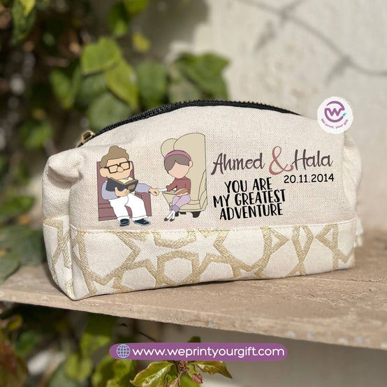 Islamic Pattern Valentine Cartoon UP Boxy Pouch – Cotton Makeup & Pencil Case