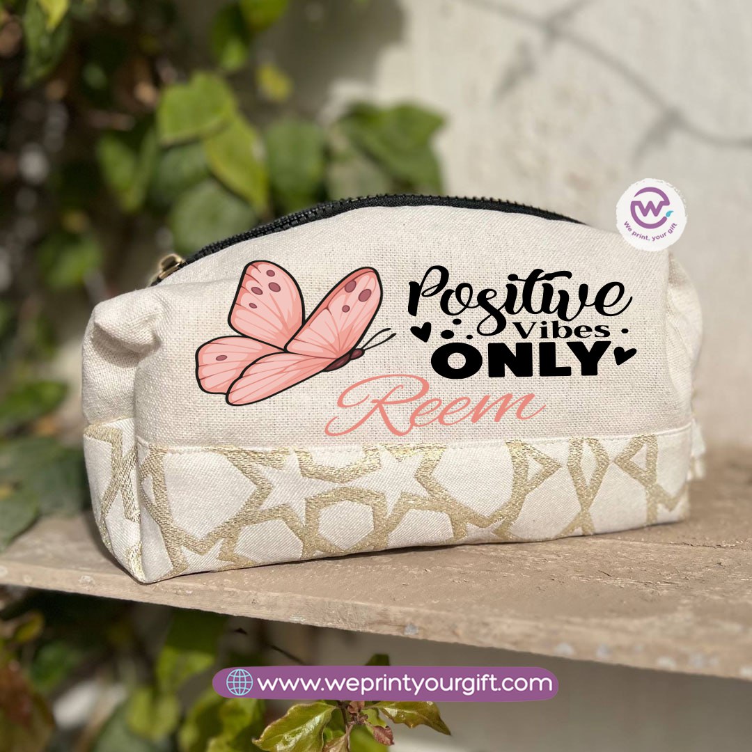 Islamic Pattern Digital Art Boxy Pouch – Cotton Makeup & Pencil Case