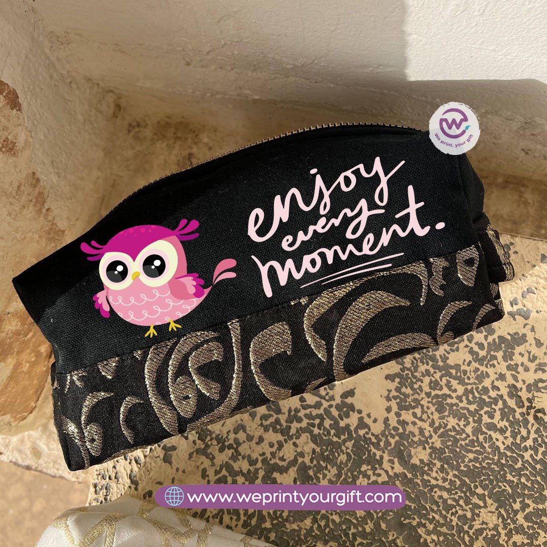 Islamic Pattern Cute Owl Boxy Pouch – Cotton Makeup & Pencil Case