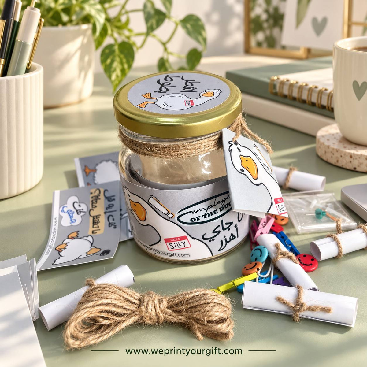 Office Duck Diaries Gift Jar – 50 Funny Arabic Cards & Accessories