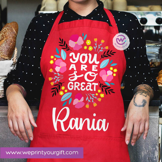 Motivational Personalized Apron – Custom Name Heavy Cotton Kitchen Apron with Pocket