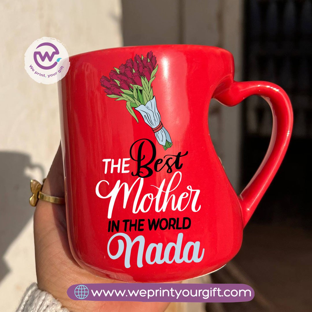 Hollow Heart Handle Mug – 350 ml | Mother’s Day Designs | UV Raised Sticker Printing