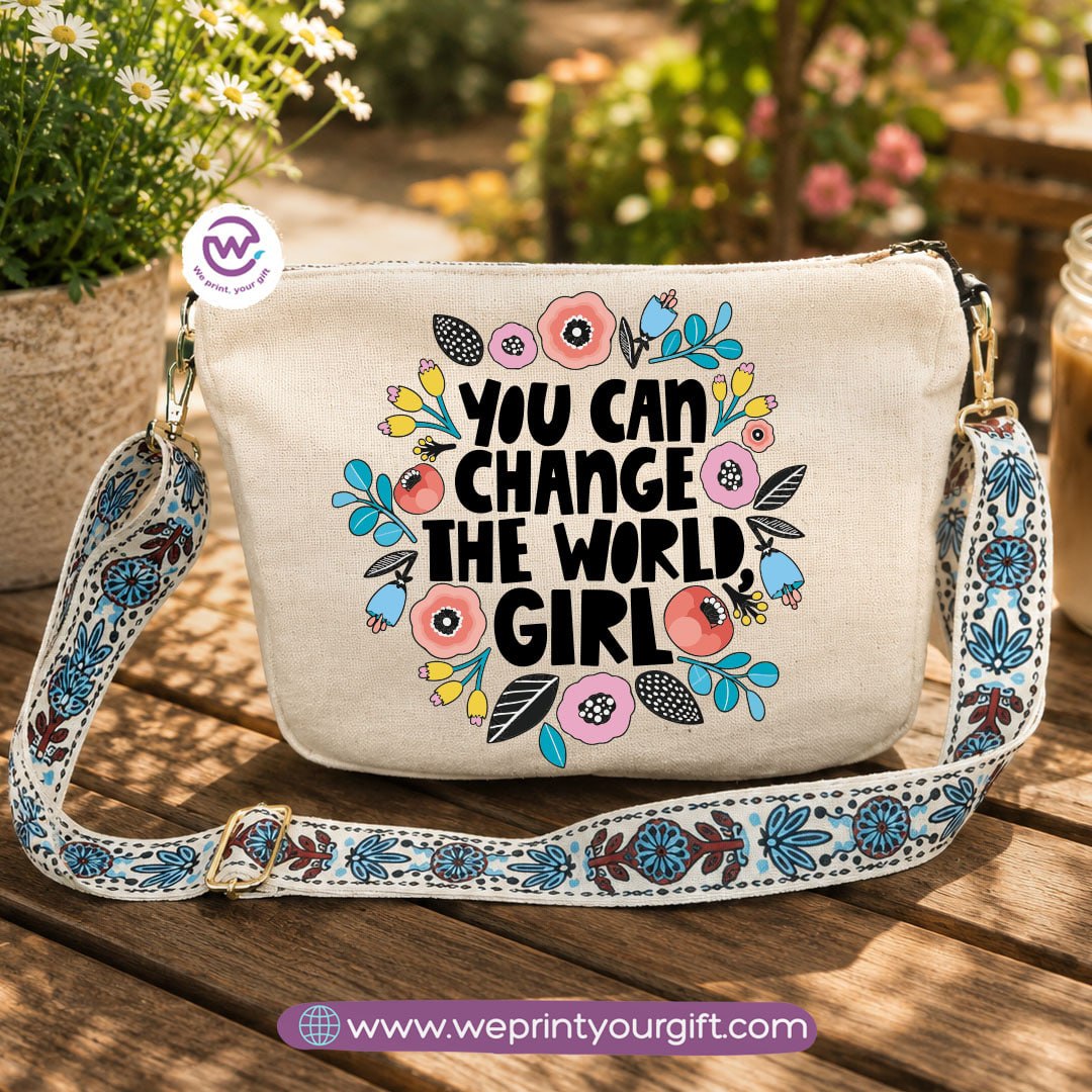 Encouraging Quote Shoulder Bags with Colorful Straps